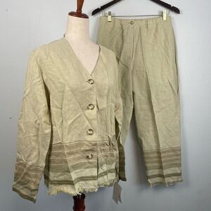NWT Liz Claiborne Desert Bouquet Linen Jacket and Cropped Pants Size M and 8